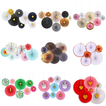 

6pcs/set Mixed Size DIY Paper Crafts Paper Fans Rosettes Photo Backdrop Hanging Flower Paper for Showers Wedding Festival Decor