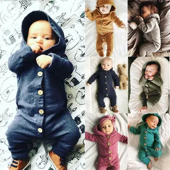 

Rompers Xmas Autumn Infant Baby Boy Girl Cotton Hooded Romper Jumpsuit Clothes Outfit