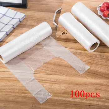 

100Pcs/Roll Transparent Vest Style Roll Food Storage Bag Vacuum Sealer Food Saver Bag Home Kitchen Storage Organization