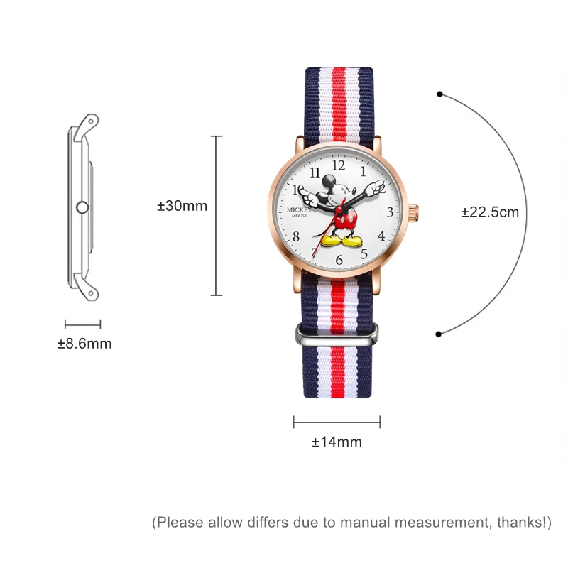 Детские кварцевые нейлоновые водонепроницаемые наручные часы с Микки Маусом для подростков, Дисней, Классические Мультяшные часы для мальчиков, подарок для детей, круглые часы для студентов