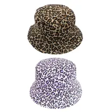 Унисекс Солнцезащитная Панама контрастная цветная леопардовая двухсторонняя Двусторонняя Складная хип-хоп Рыбацкая Панама Кепка