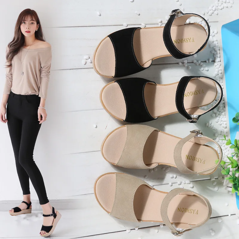 

2018 Summer Casual Slanted Heel WOMEN'S Sandals Korean-style Fashion Semi-high Heeled New Style WOMEN'S Shoes