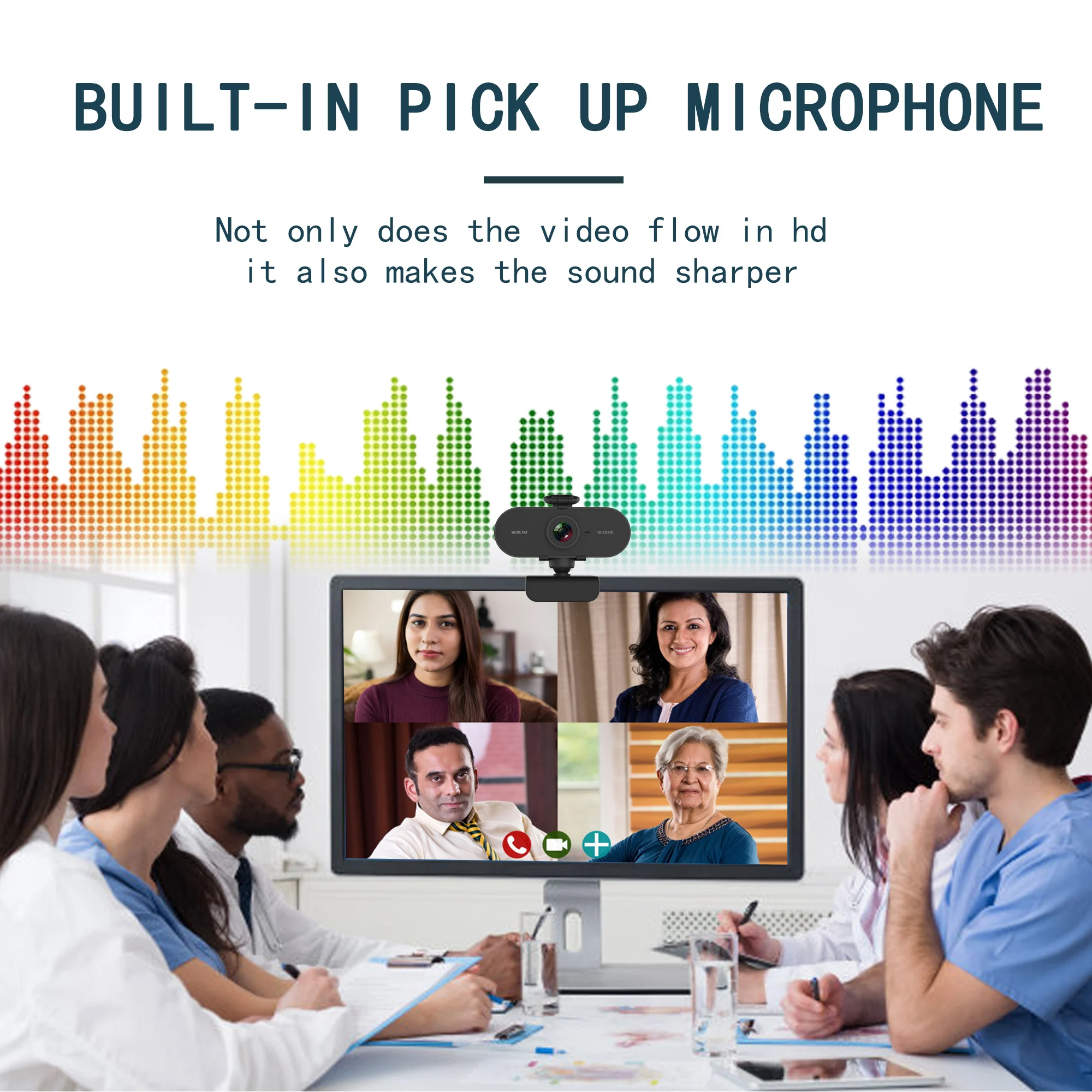 Веб камера 2K USB Full HD 1080P с микрофоном для ПК компьютера Mac ноутбук Настольный Skype