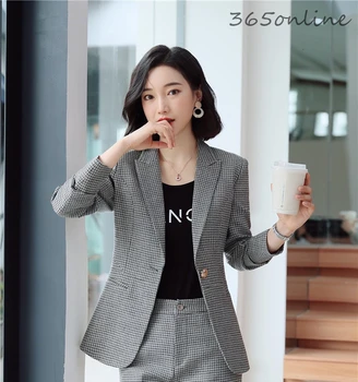 

Autumn Winter Fashion Plaid Long Sleeve Casual Blazers & Jackets Coat for Women Business Work Wear Blaser Outwear Tops Clothes