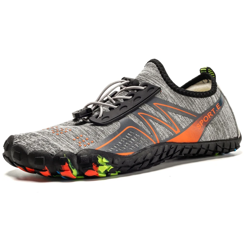 Мужская водонепроницаемая обувь для отдыха на открытом воздухе; легкая походная обувь для альпинизма; кроссовки; мужские мягкие спортивные прочные нескользящие кроссовки - Цвет: Gray Orange