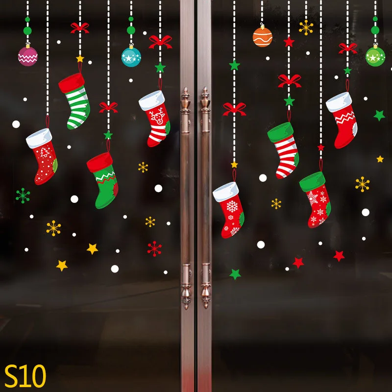 Merry Christmas Snowflake Window Sticker Frozen Party Winter Wall Stickers DIY Happy New Year Xmas Decor Shop Window Ornaments - Color: S10