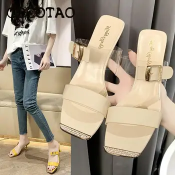 

Fairy Feng Shui Diamond Square Head Fine Heels Female Summer 2020 New French Girl Sexy Belt Buckle Sandals And Slippers