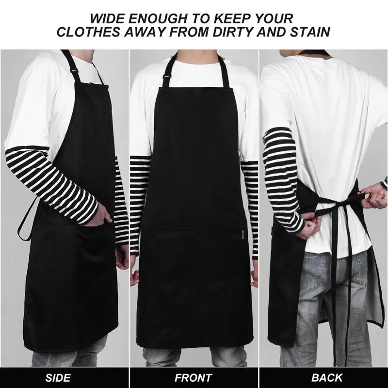 2pcs Adjustable Bib Apron Waterproof Oil-proof Kitchen Apron Men Women Kitchen Restaurant Chef Classic Cooking