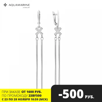 

Earrings long AQUAMARINE with cubic zirconia, silver 925