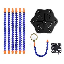 GTBL модернизированная Гибкая помощь руки пайка, третья рука, паяльная станция инструмент(лупа и+ Нескользящая алюминиевая база+ 7 помощь