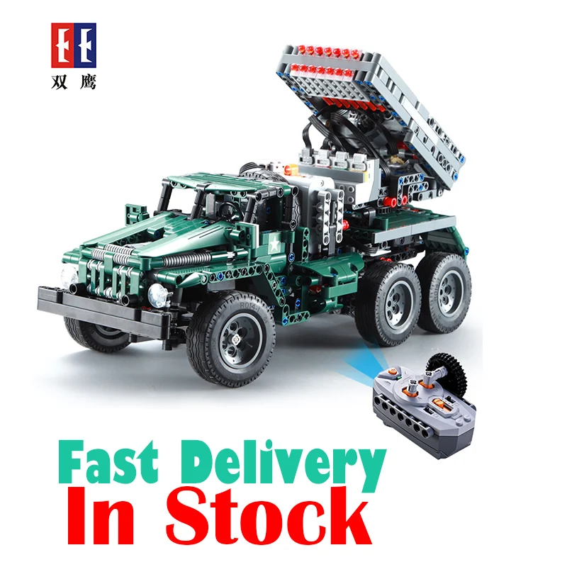 

61002 1369Pcs Military Weapons The RC BM-21 Rocket Launcher Building Blocks Bricks Educational Toys For children Gifts brinquedo