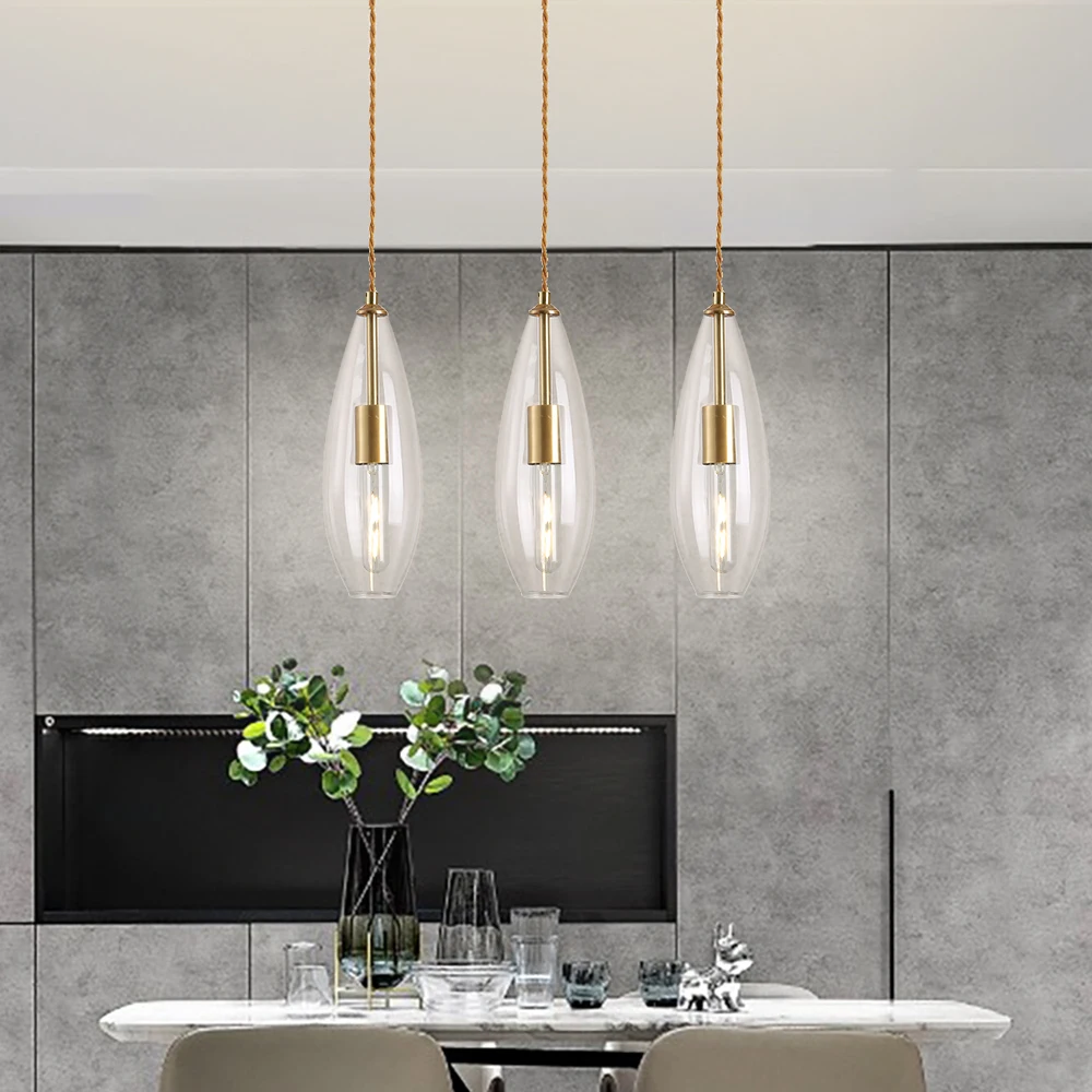 

Nordic glass pendant lights for dining room modern single/three head drop lamp home deco lighting suspension luster