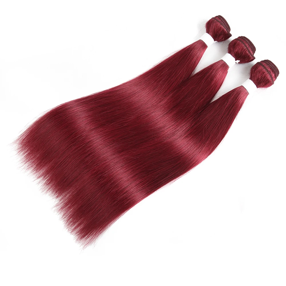 

Brazilian Straight Hair Weave Bundles 100% Human Hair #BURG Burgundy Red Bundles Colored Remy 1/3/4 Pcs IJOY