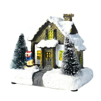

2020 New Creative Christmas Festival Theme Glowing Mini House Small Ornaments Light Lantern Snow Cabin