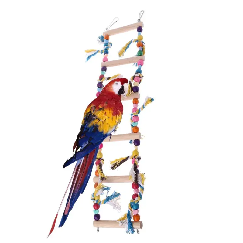 Смешная Птица Попугай Разноцветные деревянные игрушечные Лестницы Попугай качели стенд игрушки