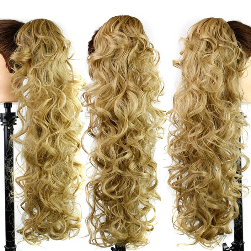 

Long Curly Ponytail Wig Synthetic Women Claw on Clip in Hair Extensions Hairpiece KG66
