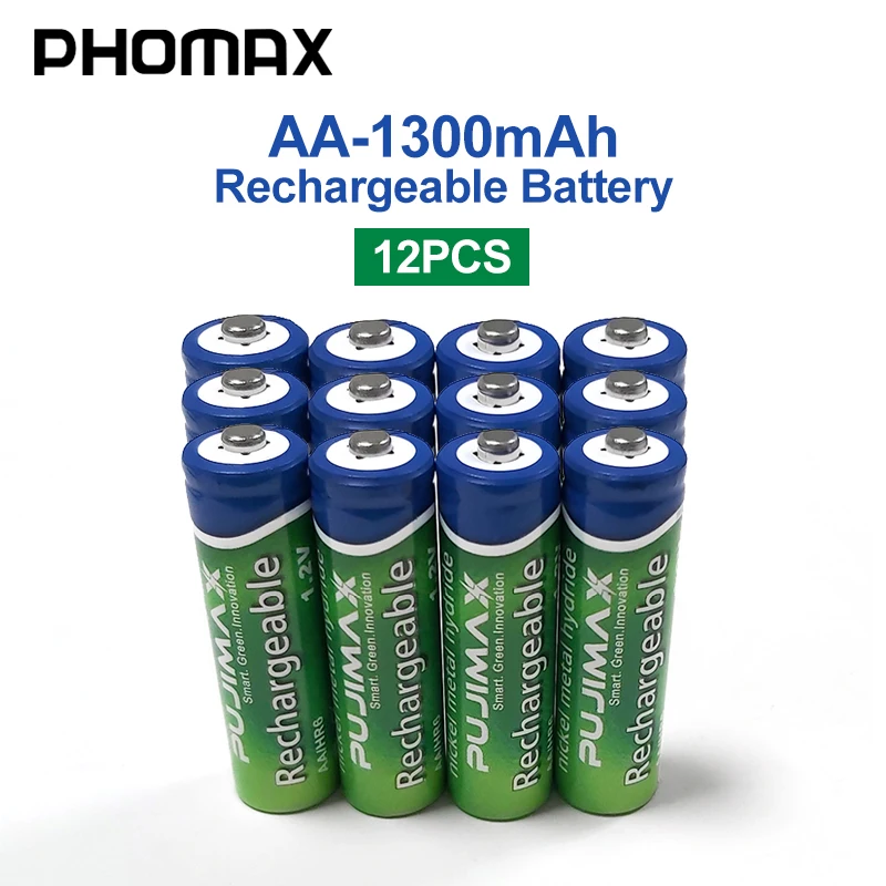 

PHOMAX 12pcs/batch 1.2V AA rechargeable remote control camera batteri 1300mAh for pre-charging NiMH batteries for mike toys