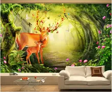 

3d wallpaper with custom photo mural Fantasy forest deer mother living room home decor wall paper 3d photo wallpaper on the wall