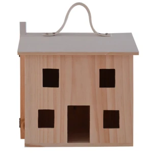 Wooden Pretend Play Doll House Toy Playset Portable Dollhouse Toddler Girls Kids' Toy with Family P