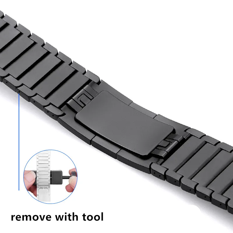 Ремешок из нержавеющей стали для Apple Watch band 4 44 мм 40 мм стальной ремешок iwatch 5 4 3 ремешок 42 мм 38 мм 36L металлический браслет для часов - Цвет ремешка: black