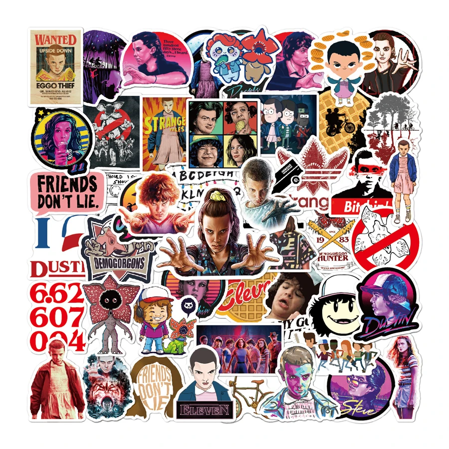 

50pcs/Pack Stranger Things Stickers for Car Students Laptop Notebook Waterproof PVC Stickers Set Stikers