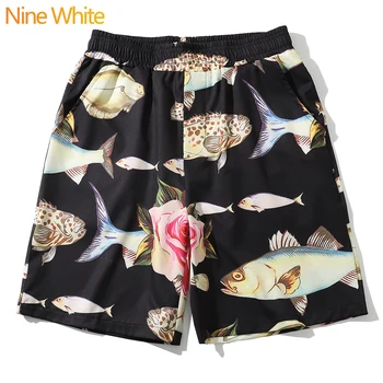 

Summer 2020 hip-hop shorts jogger Harajuku shorts street wearing fish print elastic waist sports shorts loose cotton