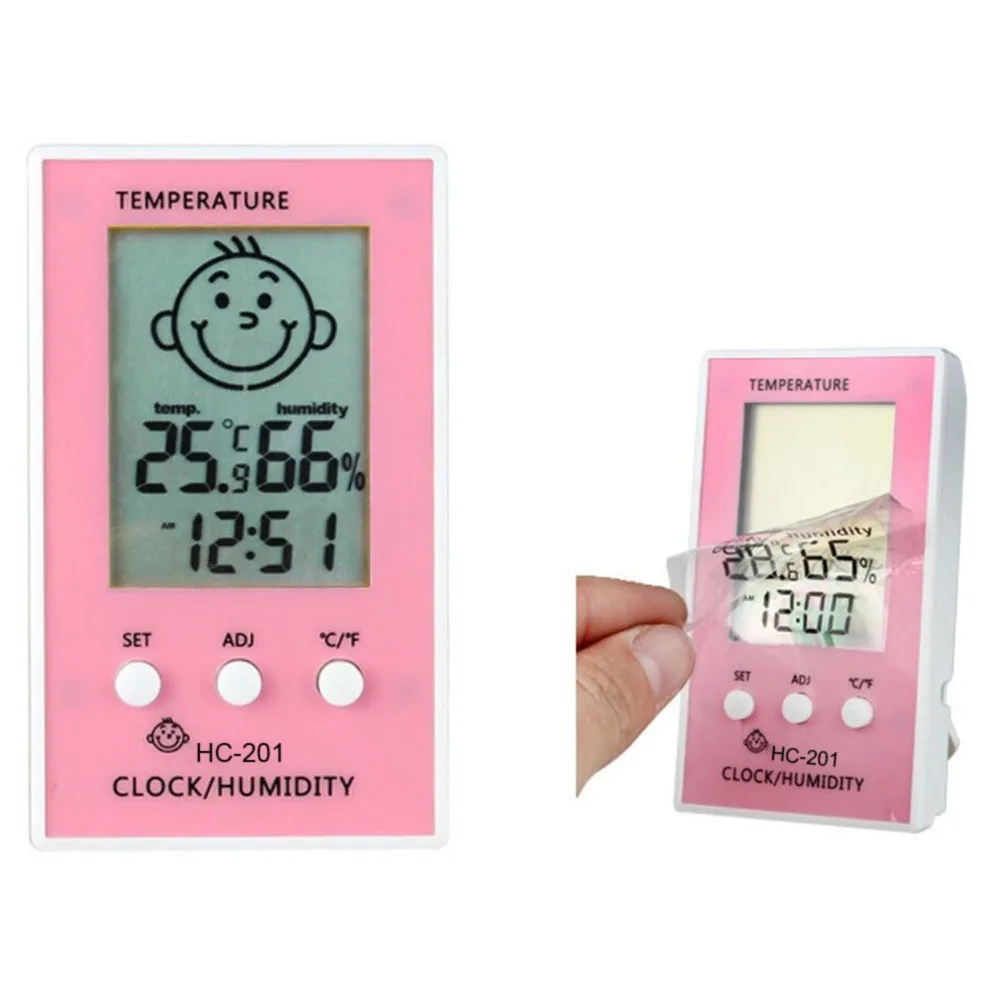 Accurate Digital Clock Thermometer Humidity Meter Baby Smile Hygrometer Indoor Outdoor Home LCD Display
