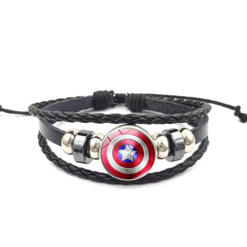 

European and American superhero series time gem bracelet hand-woven leather string bead bracelet bracelet