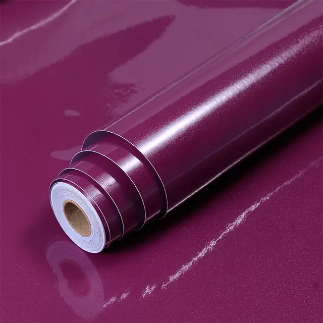 Shiny White Self-Adhesive Peel & Stick in Rolls Waterproof Wallpaper Furniture Films PVC Oil-proof Wall Stickers Kitchen Cabinet Shiny Light Purple