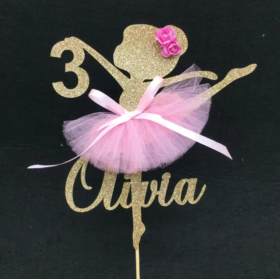 In tegenspraak Diplomaat Observatorium Personalize Double-side Glitter Any Name Age Ballerina Tutu Party Girl  Birthday Cake Toppers Baby Shower Party Decoration - Cake Decorating  Supplies - AliExpress