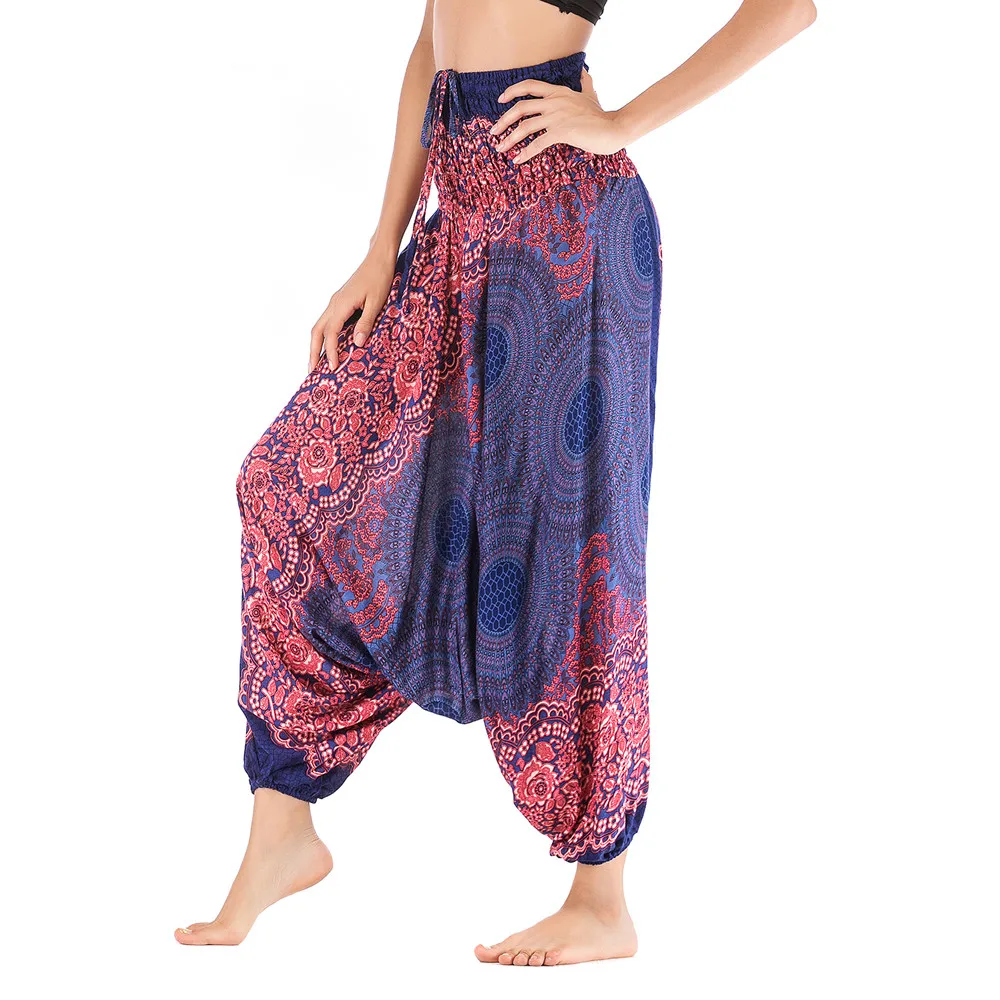 Женские повседневные свободные широкие брюки для йоги Boho Aladdin Комбинезон Гарем Брюки женские штаны для тренировки девочек пуш-ап эластичный тонкий Брюки