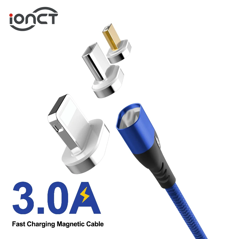 IONCT Магнитный кабель 3A Быстрая зарядка для айфона IPad Xiaomi samsung Android магнитная