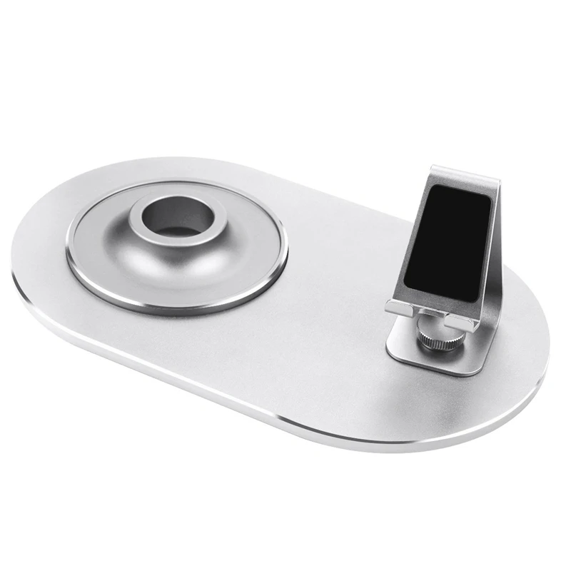 

2In1 Metal Base Stand Compatible with HomePod & Cellphones Stand Non-Slip Mount with Phone Stand