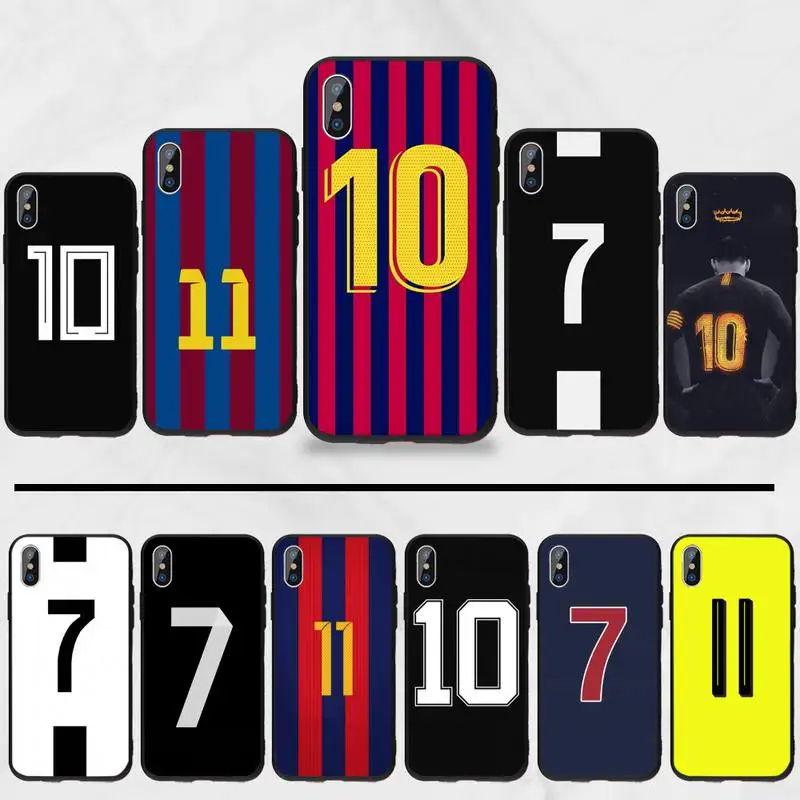 

Football Number 10 7 11 Phone Case for iPhone 11 12 pro XS MAX 8 7 6 6S Plus X 5S SE 2020 XR