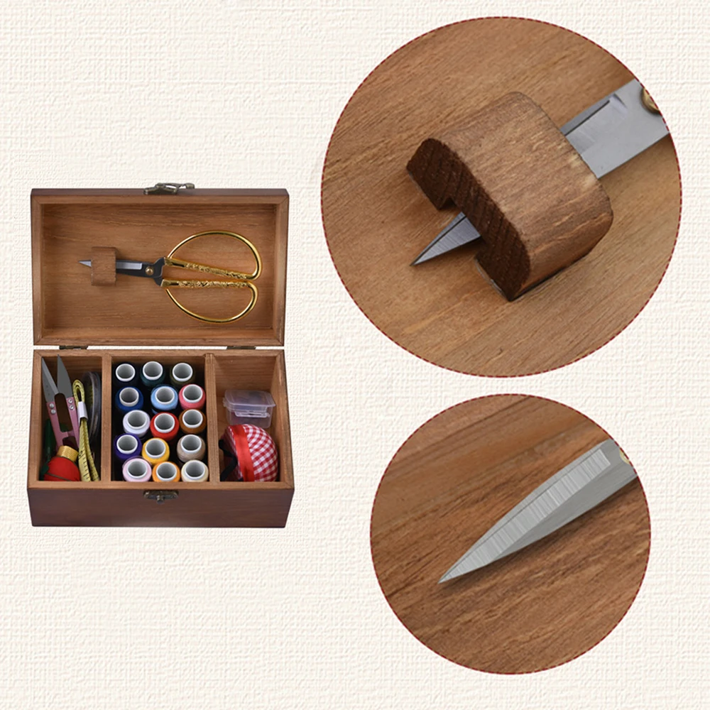 Деревянная корзина DIY швейная коробка Подарочный набор с набором швейных