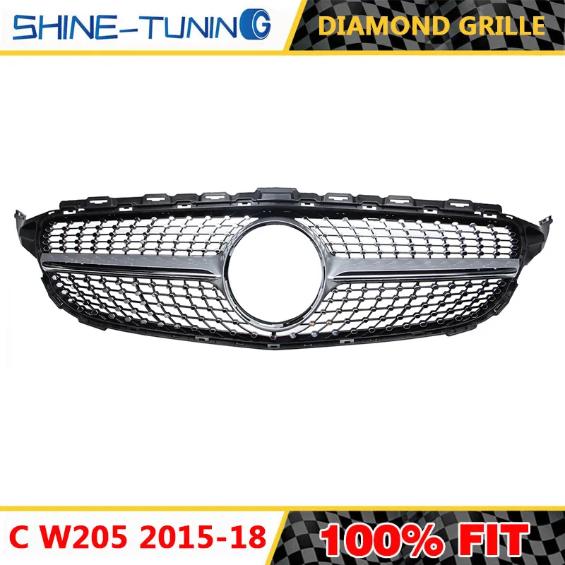 Подходит для нового класса C W205 GTR/Алмазная решетка C180 C200 C250 C300 без эмблемы 2015 2018