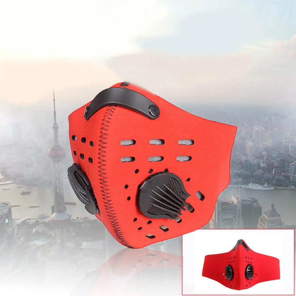 

In stock Activated Carbon Face Mask With 2 Breathing Valve Mouth Mask With Carbon Filter Anti Virus Bacteria Respirator