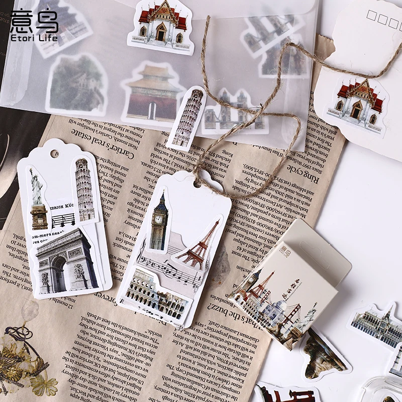 Vintage Retro Historical Site Diary Sticker Scrapbooking Decoration Label Material Paper Wholesale | Канцтовары для офиса и