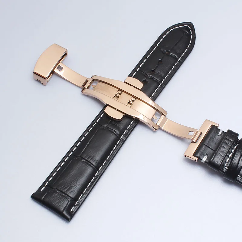 

Genuine Leather Watchband First layer calfshin Black Brow 18-22mm Universal Watch Steel Buckle Wrist Belt Bracelet+Tool