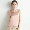 SuyaDream Women Silk Tanks 100%Real Silk Satin O neck Sleeveless Shirt 2022 Solid Summer Vests ► Photo 2/6