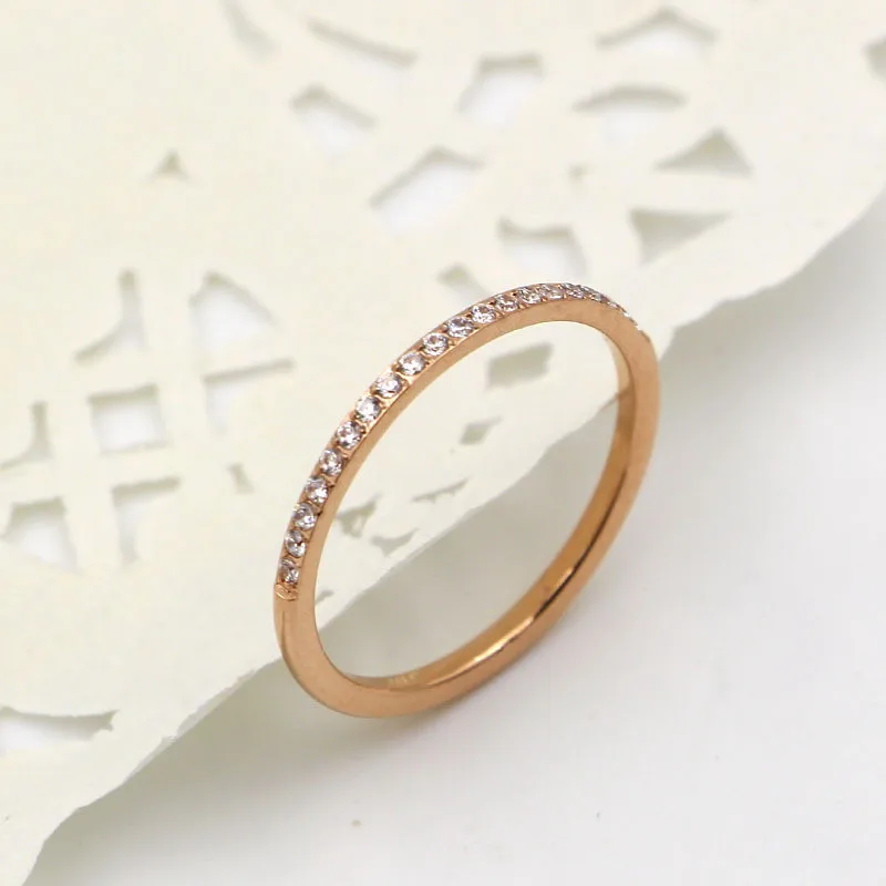 1.5mm Top Quality Gold Concise Classical CZ Wedding Ring Rose Color Austrian Crystals Wholesale KK013 | Украшения и аксессуары