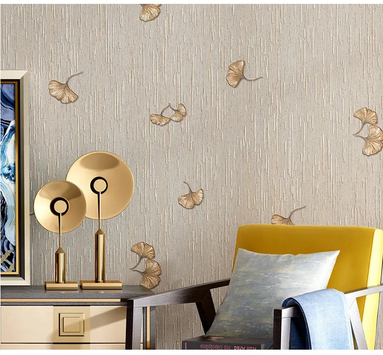 Современные Gingko Листья 3D обои s домашний Декор водонепроницаемый кантри Настенная роспись для ТВ диван фон стены комнаты контактная бумага
