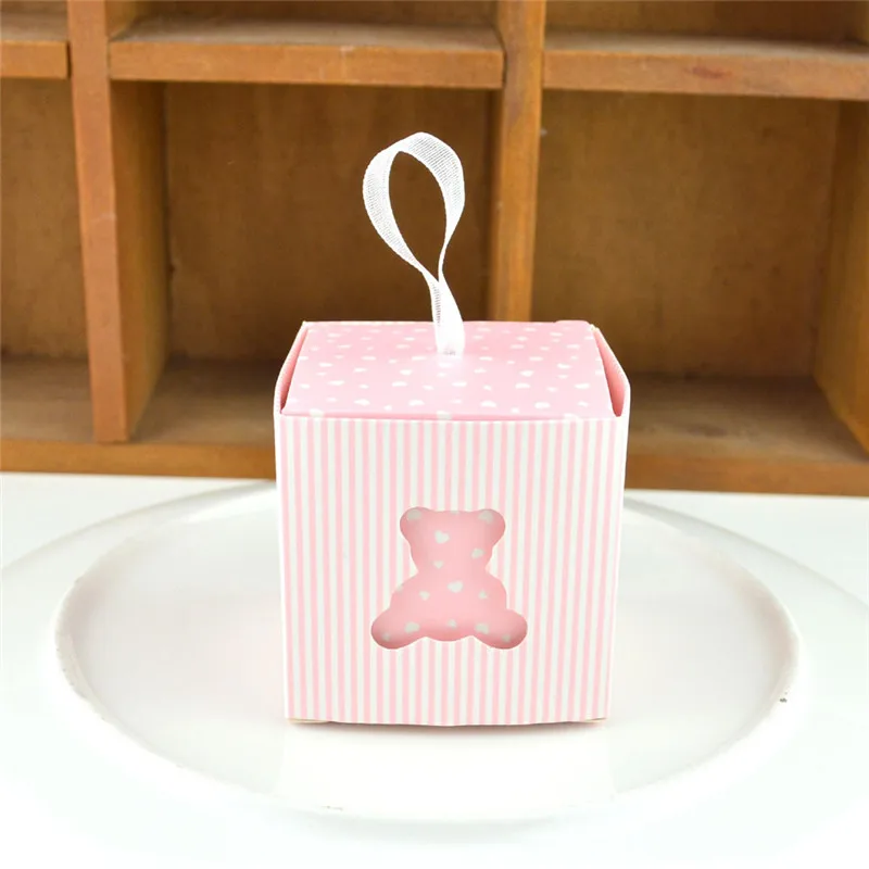 6 шт. Европейский полый конфетный Подарочная коробка милый подарок DIY коробочки для драже медведь свадебные декорации Свадебная вечеринка бумажная упаковка с ручками - Цвет: Pink Bear Box