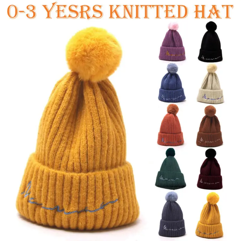 

0-3 Years Baby Kids Autumn and Winter Warm Crochet Wool Cap Knitted Hat Accessories