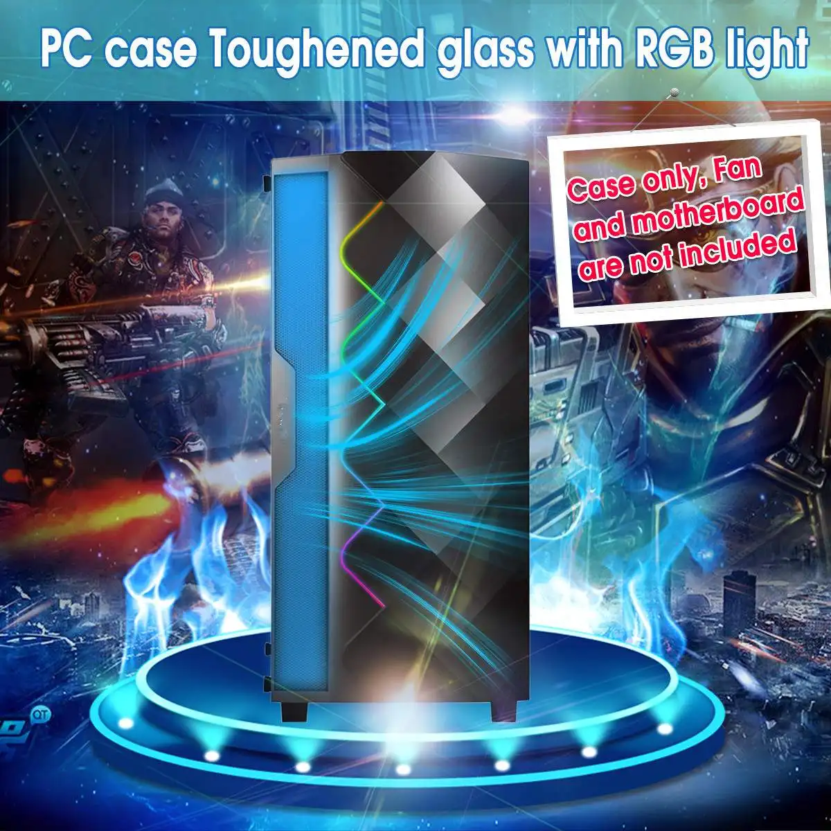 8 вентиляторов закаленное стекло Электрический конкурс PC чехол водяного охлаждения с RGB светильник видеокарты кронштейн поддержка ATX/MATX/ITX