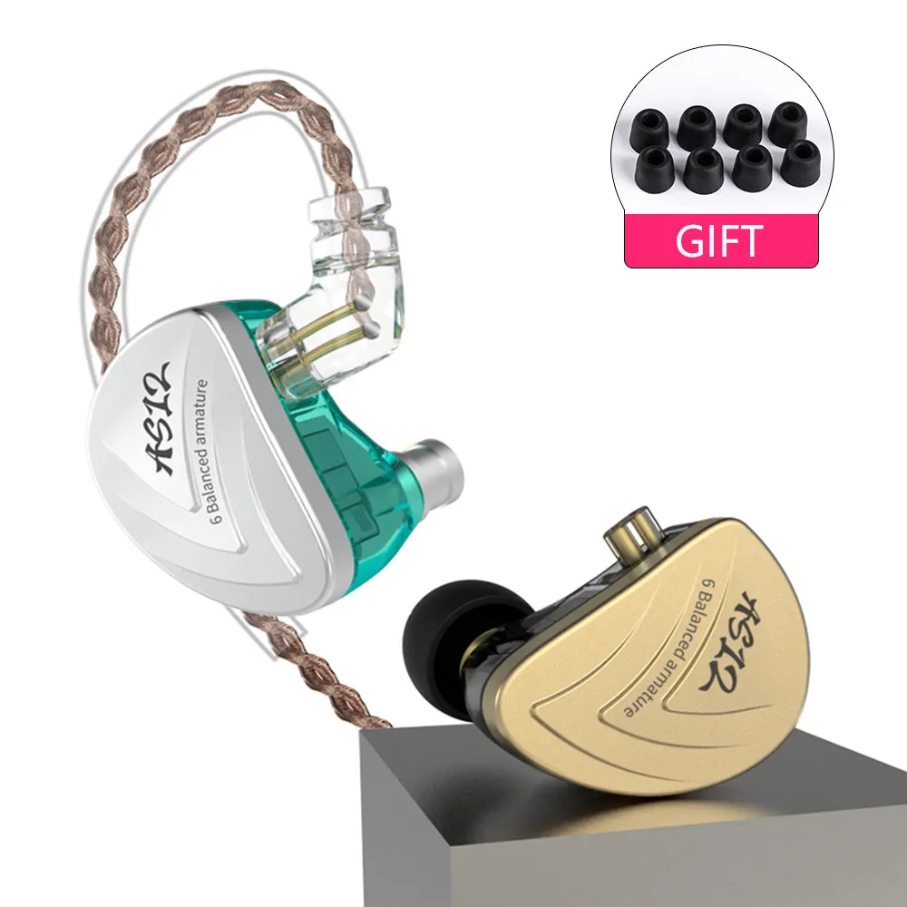 AK KZ AS12 6BA сбалансированная арматура в ухо наушники HIFI для бега ZS10 ZSN PRO ZS6 ZST ZS5