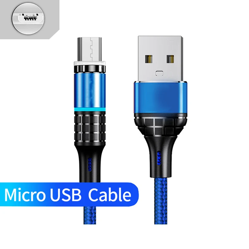 3а светодиодный магнитный usb-кабель для быстрой зарядки usb-кабель типа C для Xiaomi samsung, зарядный кабель Micro USB кабель 8 pin для iPhone 6 - Цвет: blue