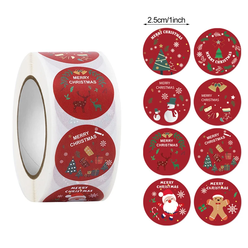 500pcs Merry Christmas Stickers Elk Candy Bag Sealing Sticker Christmas  Gift Box Labels Decorations New Year Gifts 2022 Stickers