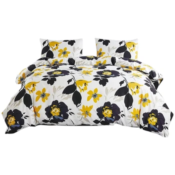 

3-Piece Bedding Printed Color Duvet Cover Set White Bedding Set Soft Fiber Bedding Set