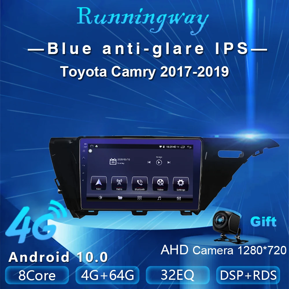 Runningway автомобильный DVD плеер для Toyota Camry 2017 2018 2019 4G + 64G Android 10 0|Мультимедиаплеер